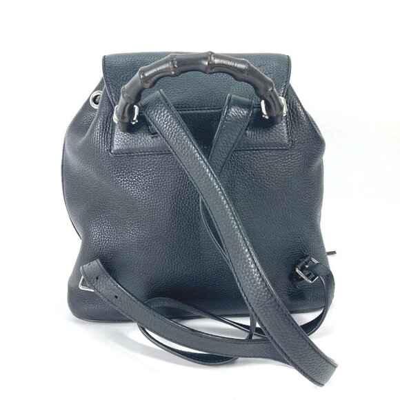 GUCCI Black Leather Bamboo Backpack main image 16